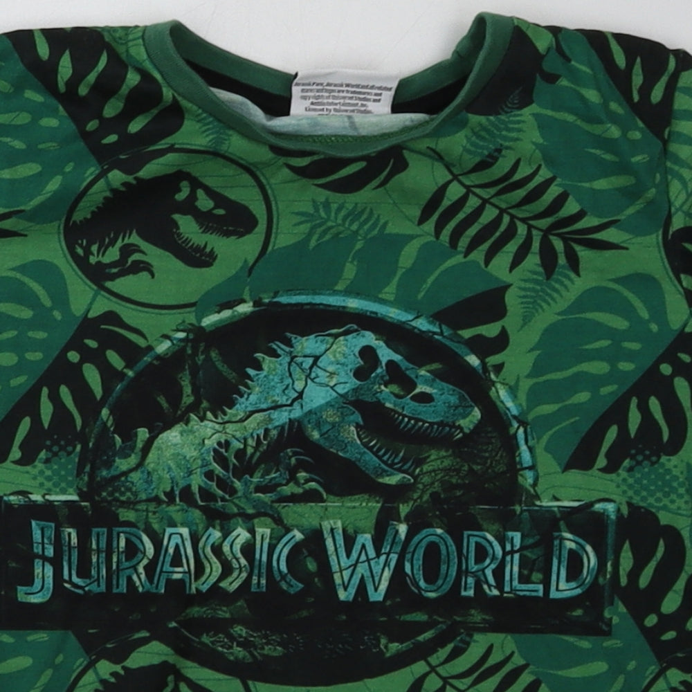 pep&co Boys Green Camouflage Polyester Basic T-Shirt Size 6-7 Years Crew Neck Pullover - Jurassic Park