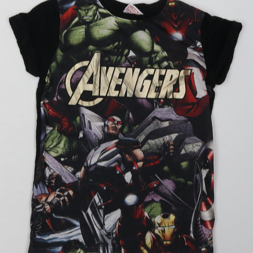 NEXT Boys Multicoloured Geometric Polyester Basic T-Shirt Size 7 Years Crew Neck Pullover - Avengers