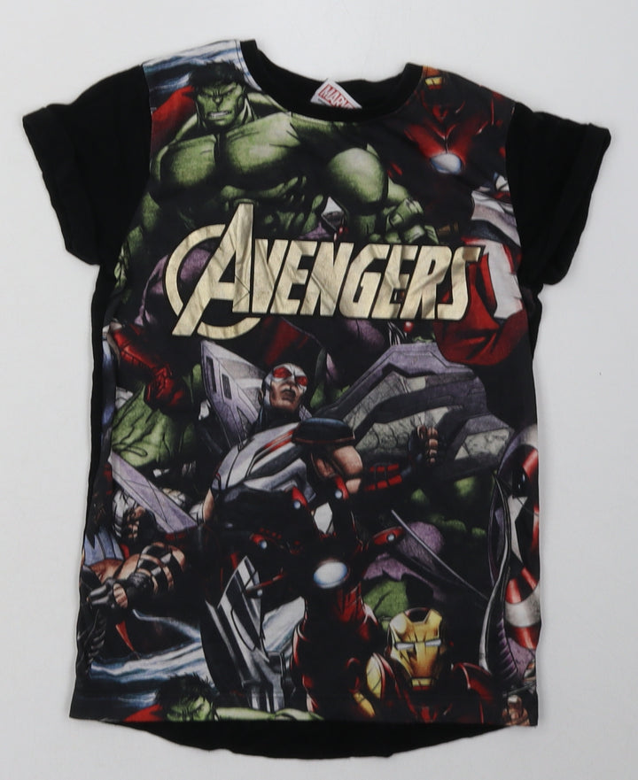 NEXT Boys Multicoloured Geometric Polyester Basic T-Shirt Size 7 Years Crew Neck Pullover - Avengers