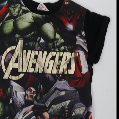 NEXT Boys Multicoloured Geometric Polyester Basic T-Shirt Size 7 Years Crew Neck Pullover - Avengers