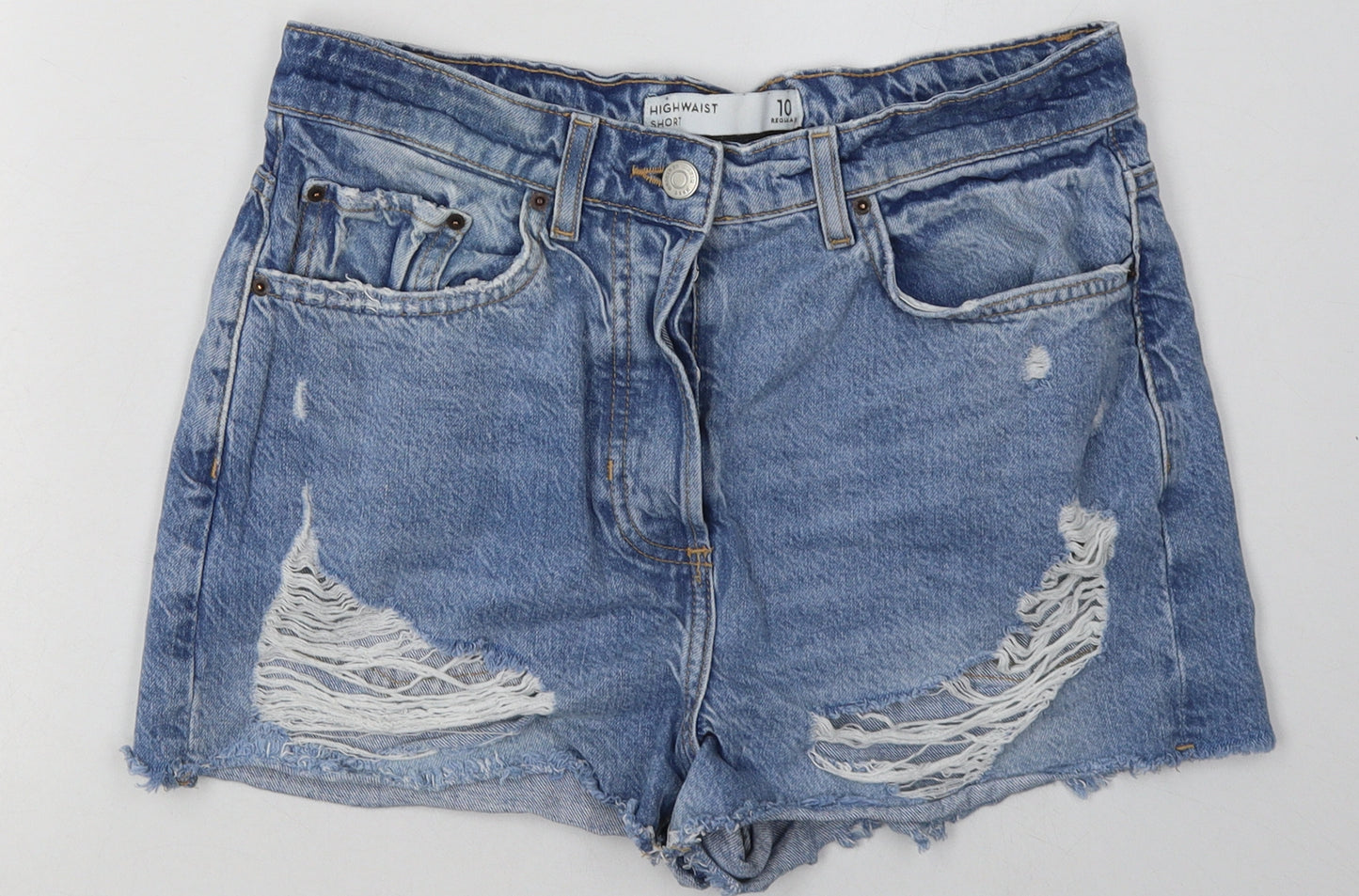 NEXT Womens Blue  Cotton Bermuda Shorts Size 10 L5 in Regular Button