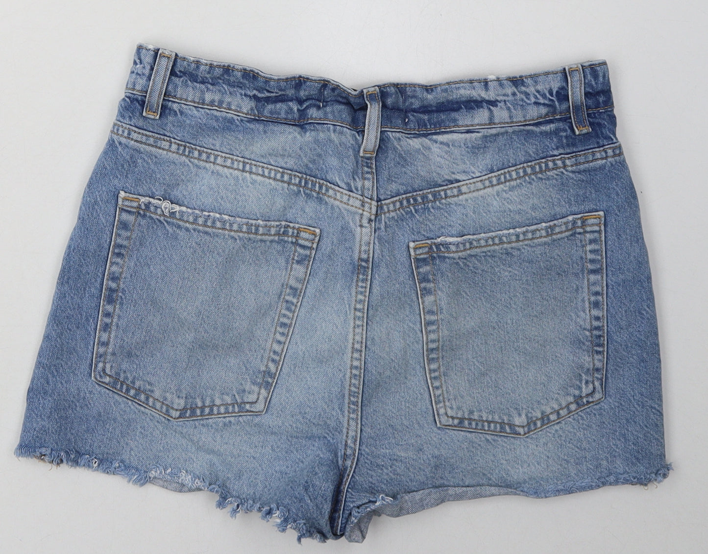 NEXT Womens Blue  Cotton Bermuda Shorts Size 10 L5 in Regular Button
