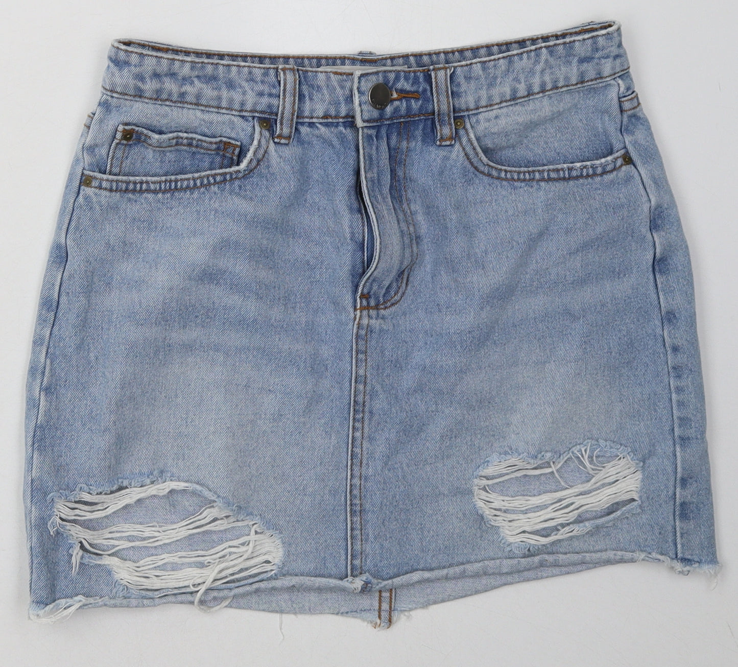 Billabong Womens Blue  Cotton A-Line Skirt Size 28   Button