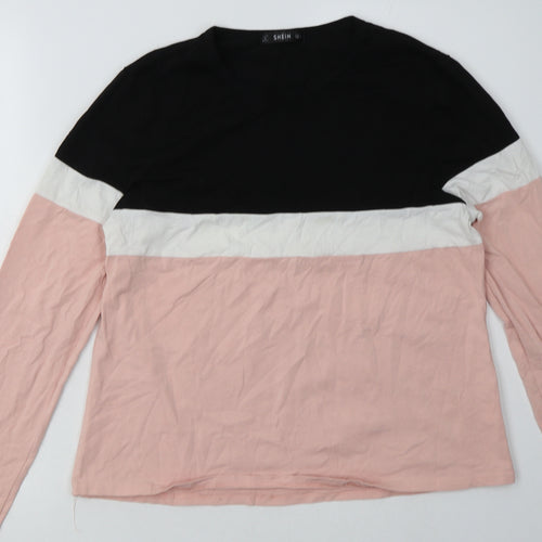 SheIn Womens Pink Striped Cotton Pullover Sweatshirt Size S  Pullover