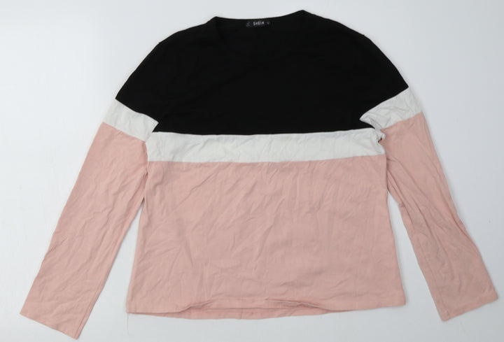 SheIn Womens Pink Striped Cotton Pullover Sweatshirt Size S  Pullover