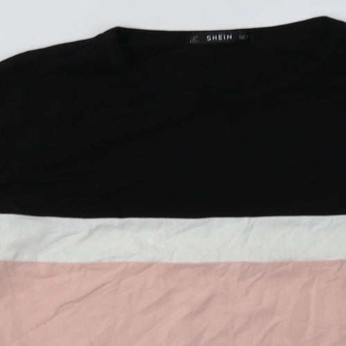 SheIn Womens Pink Striped Cotton Pullover Sweatshirt Size S  Pullover