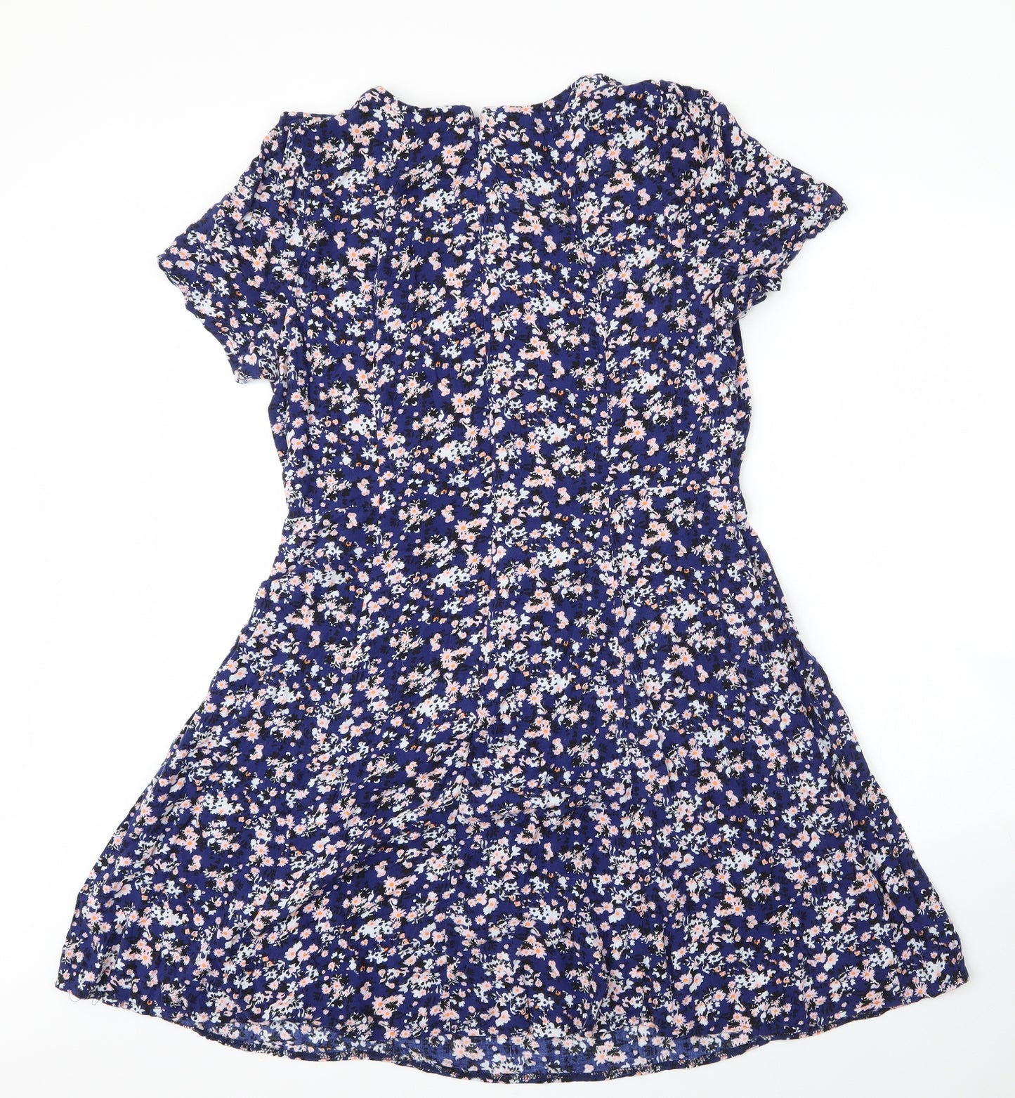 George Womens Blue Floral Viscose A-Line  Size 18  Round Neck Zip