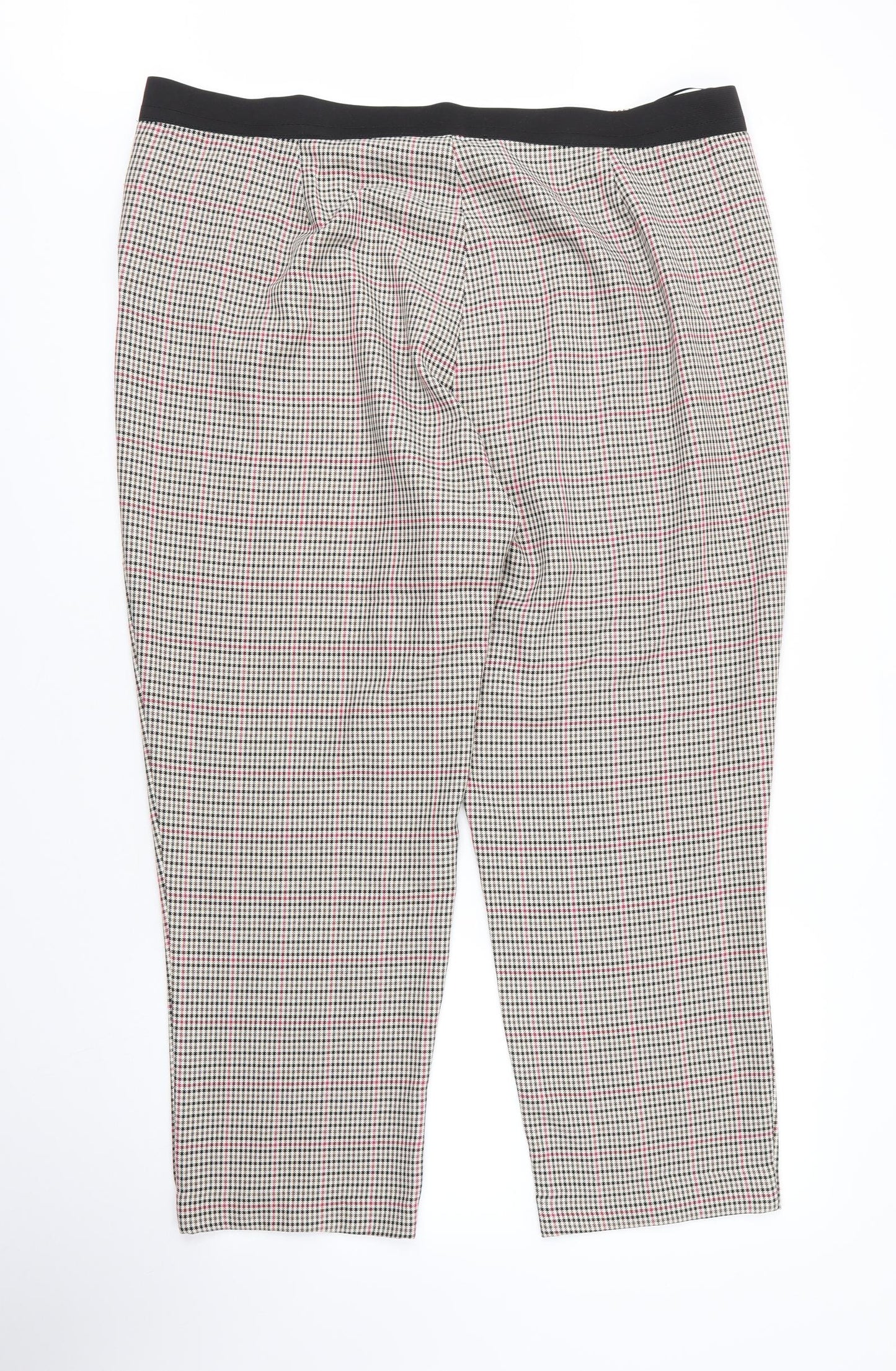 Peacocks Womens Beige Houndstooth Viscose Capri Trousers Size 20 L25 in Regular