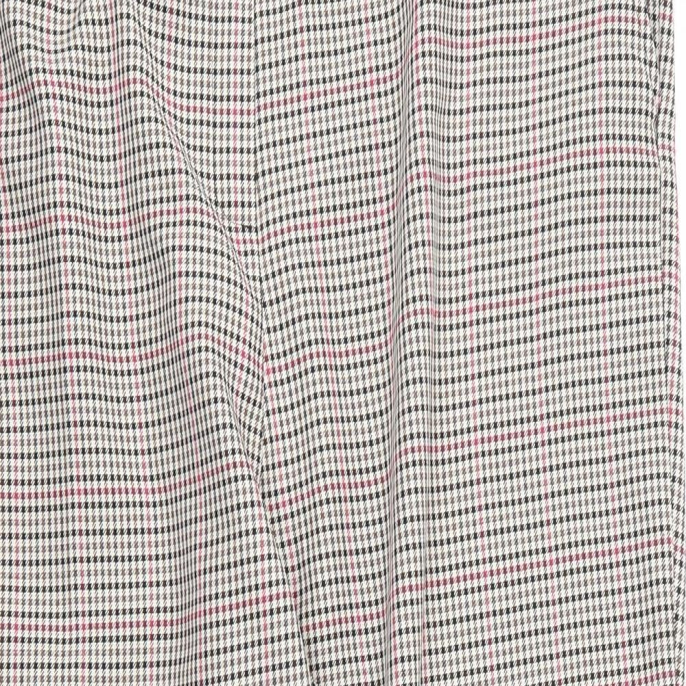Peacocks Womens Beige Houndstooth Viscose Capri Trousers Size 20 L25 in Regular