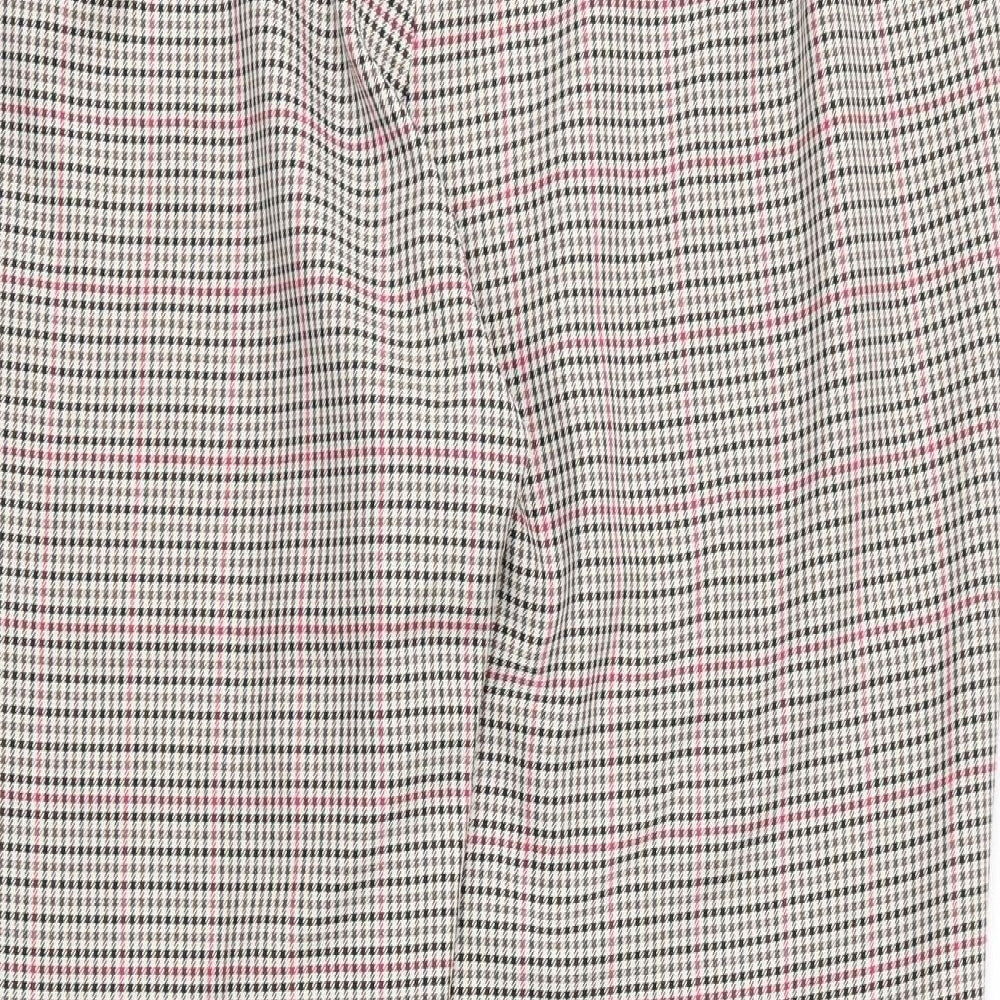Peacocks Womens Beige Houndstooth Viscose Capri Trousers Size 20 L25 in Regular