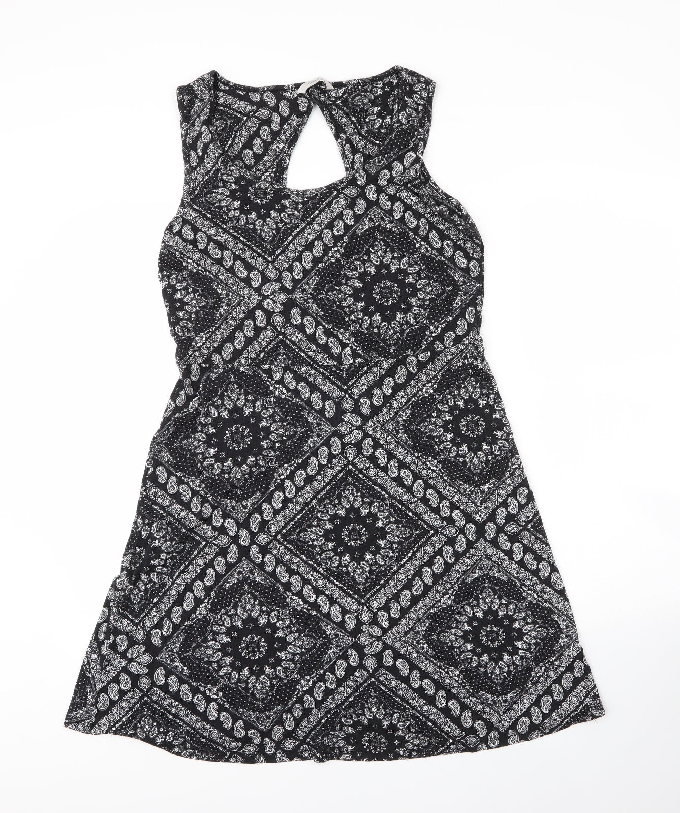 George Womens Black Paisley Viscose A-Line  Size 14  Round Neck