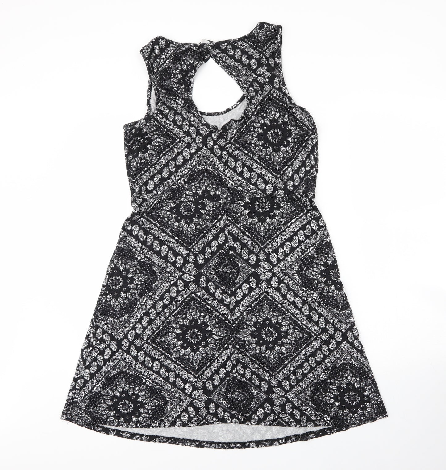 George Womens Black Paisley Viscose A-Line  Size 14  Round Neck