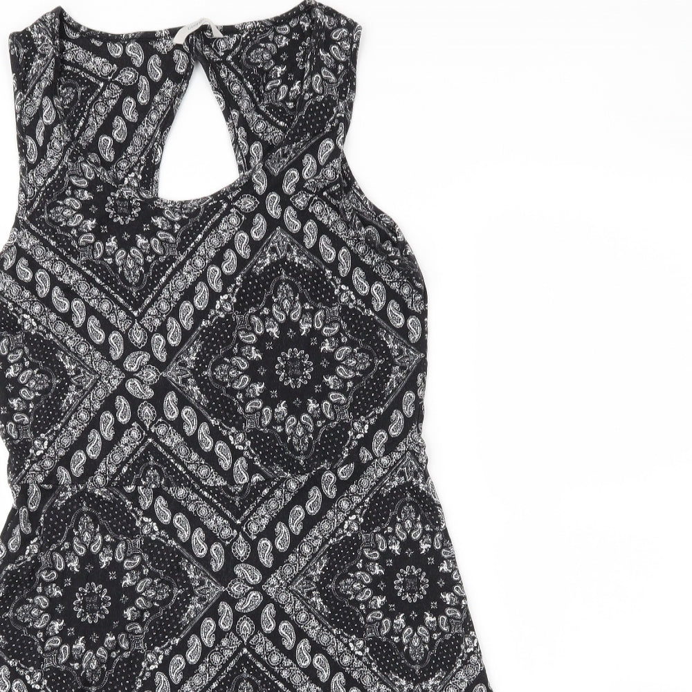 George Womens Black Paisley Viscose A-Line  Size 14  Round Neck