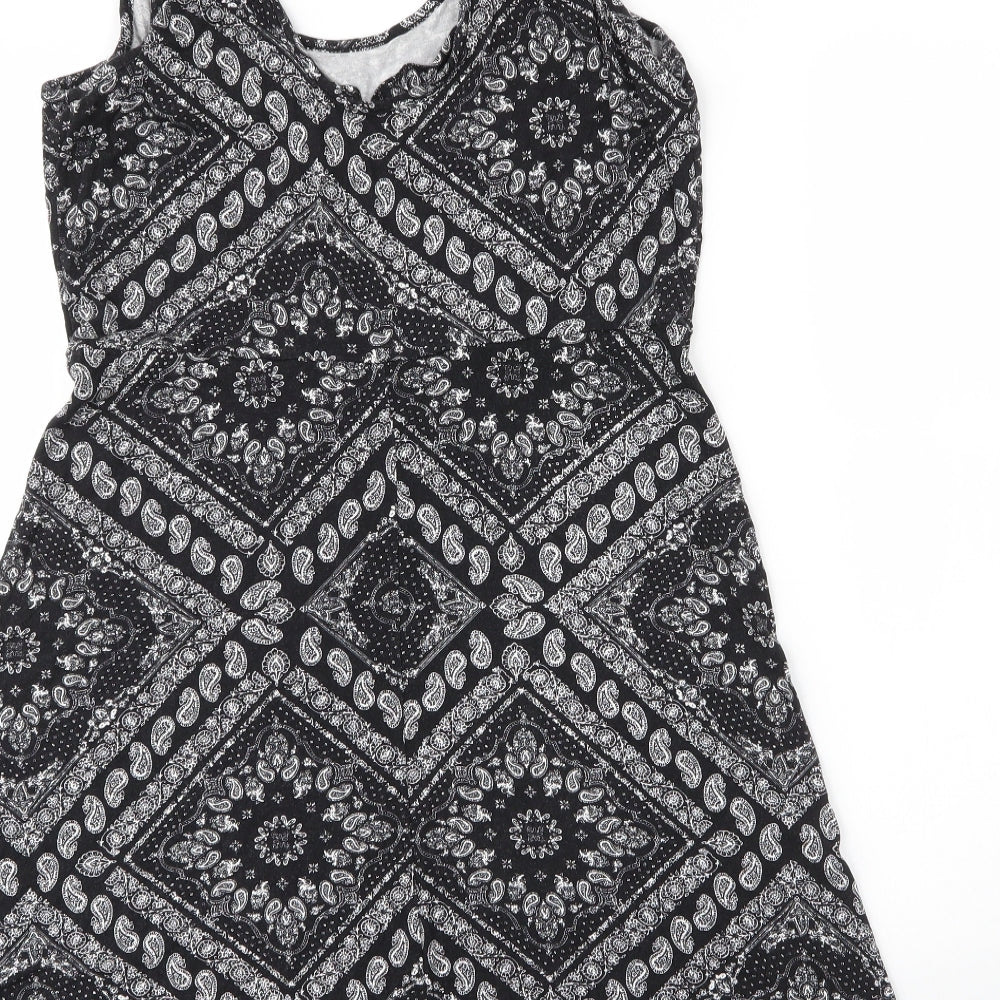 George Womens Black Paisley Viscose A-Line  Size 14  Round Neck