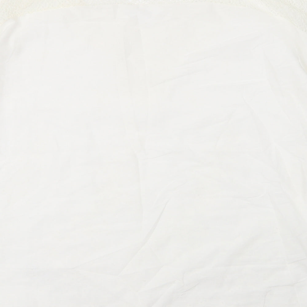 Preworn Womens White  Cotton Basic Blouse Size 3XL Round Neck