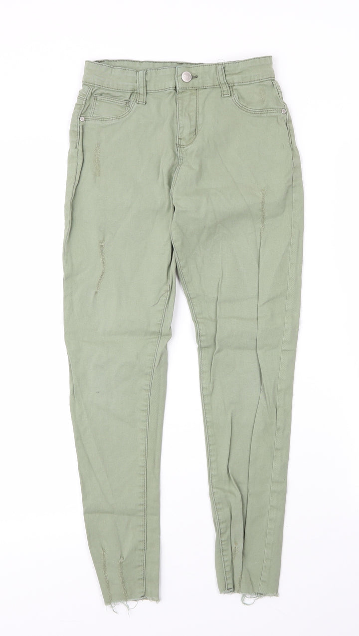 Primark Girls Green  Cotton Skinny Jeans Size 11 Years L25 in Regular Zip