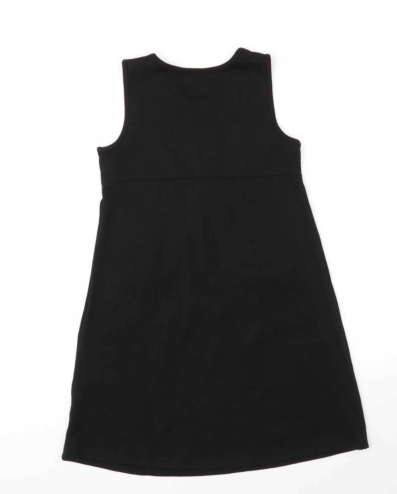 Lily & Dan Girls Black  Viscose Pinafore/Dungaree Dress  Size 8 Years  Round Neck  - School