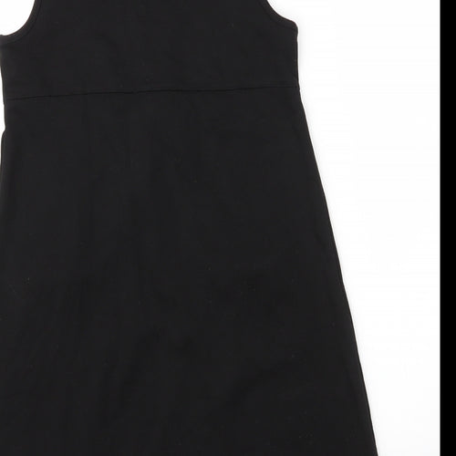 Lily & Dan Girls Black  Viscose Pinafore/Dungaree Dress  Size 8 Years  Round Neck  - School