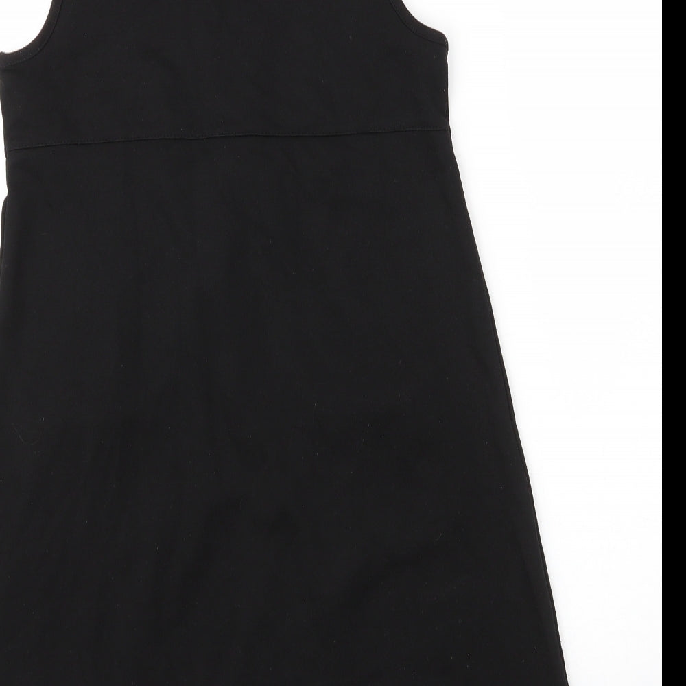Lily & Dan Girls Black  Viscose Pinafore/Dungaree Dress  Size 8 Years  Round Neck  - School