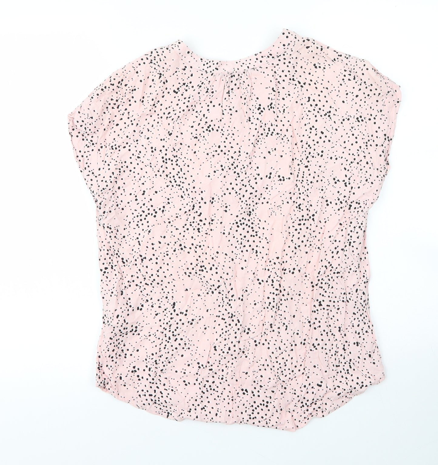 Peacocks Womens Pink Animal Print Viscose Basic Blouse Size 8 V-Neck - Leopard print