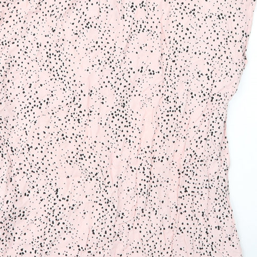 Peacocks Womens Pink Animal Print Viscose Basic Blouse Size 8 V-Neck - Leopard print