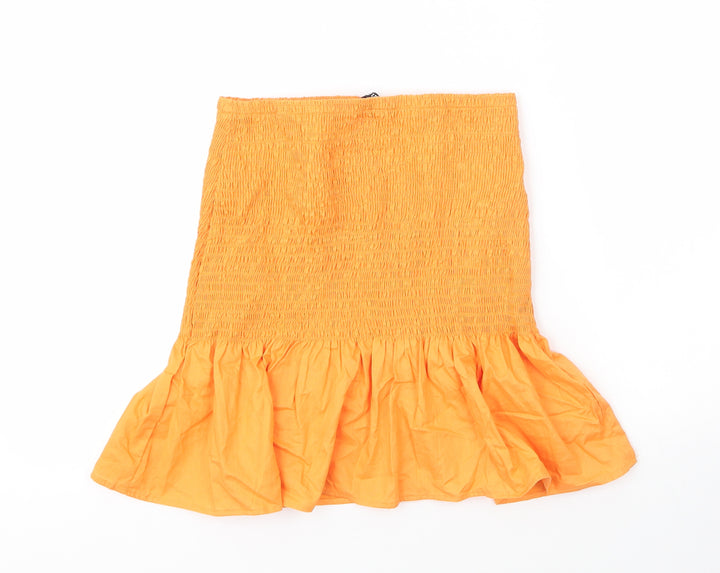 H&M Womens Orange Cotton Basic Blouse Size XS Off the Shoulder
