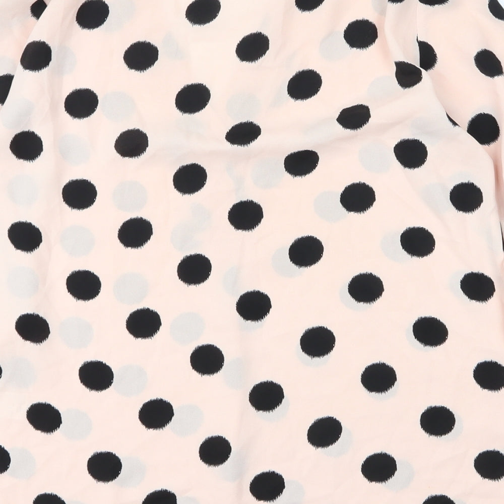 Dorothy Perkins Womens Pink Polka Dot Polyester Basic Blouse Size 8 V-Neck