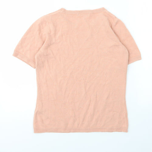 M&S Womens Pink  Acrylic Basic Blouse Size 6 Round Neck