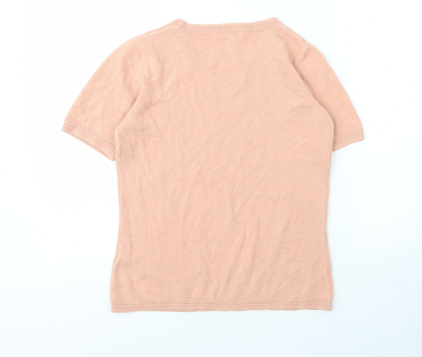 M&S Womens Pink  Acrylic Basic Blouse Size 6 Round Neck