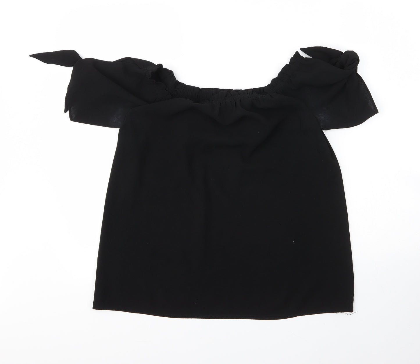 Dorothy Perkins Womens Black  Polyester Basic Blouse Size 8 Boat Neck