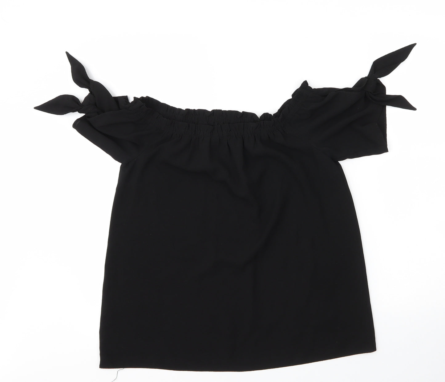 Dorothy Perkins Womens Black  Polyester Basic Blouse Size 8 Boat Neck