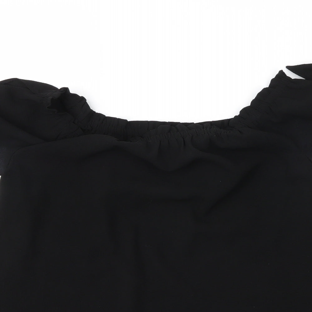 Dorothy Perkins Womens Black  Polyester Basic Blouse Size 8 Boat Neck