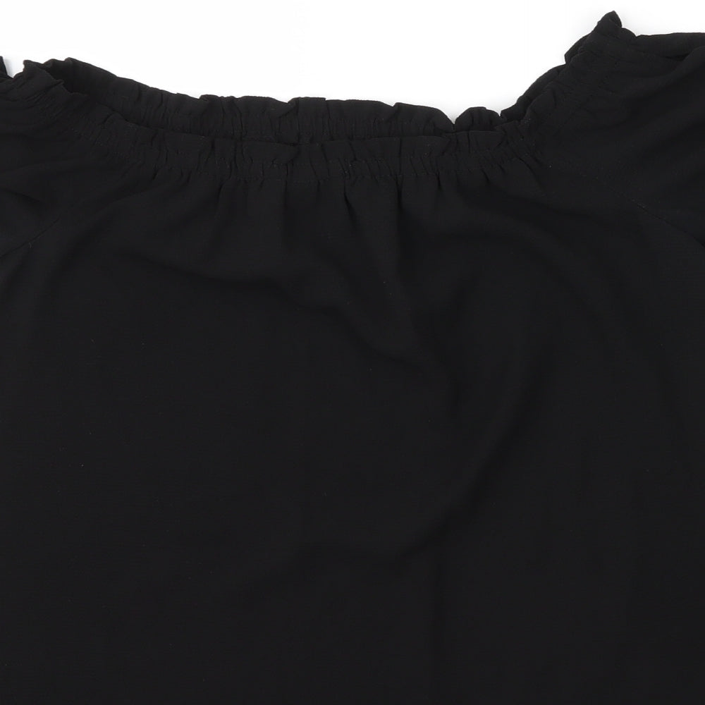Dorothy Perkins Womens Black  Polyester Basic Blouse Size 8 Boat Neck