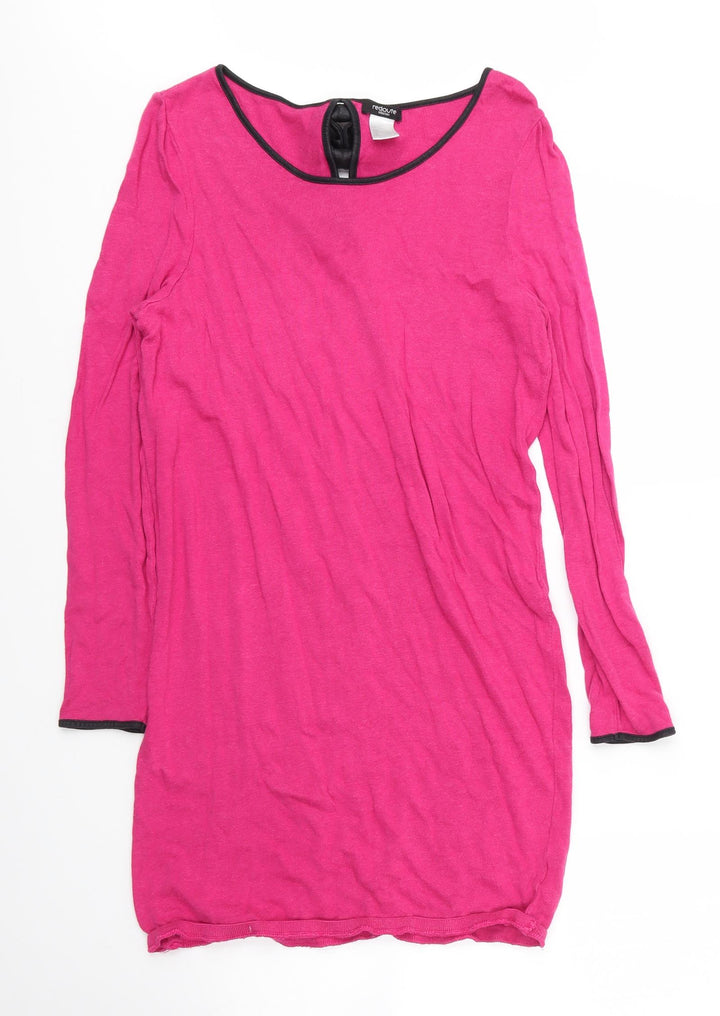 La Redoute Womens Pink Round Neck Viscose Tunic Jumper Size 12