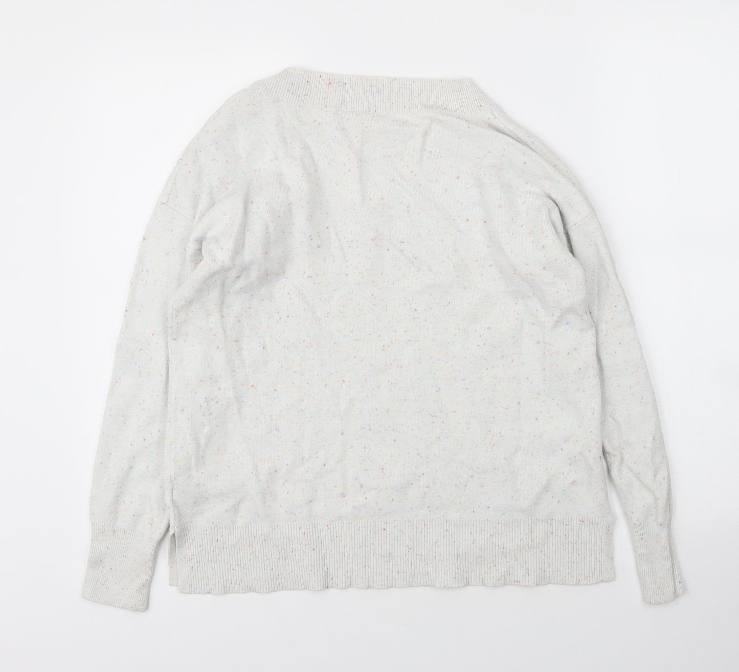 NEXT Womens White V-Neck  Viscose Pullover Jumper Size M