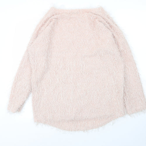 Ravi Famous Womens Pink Round Neck  Acrylic Pullover Jumper Size L