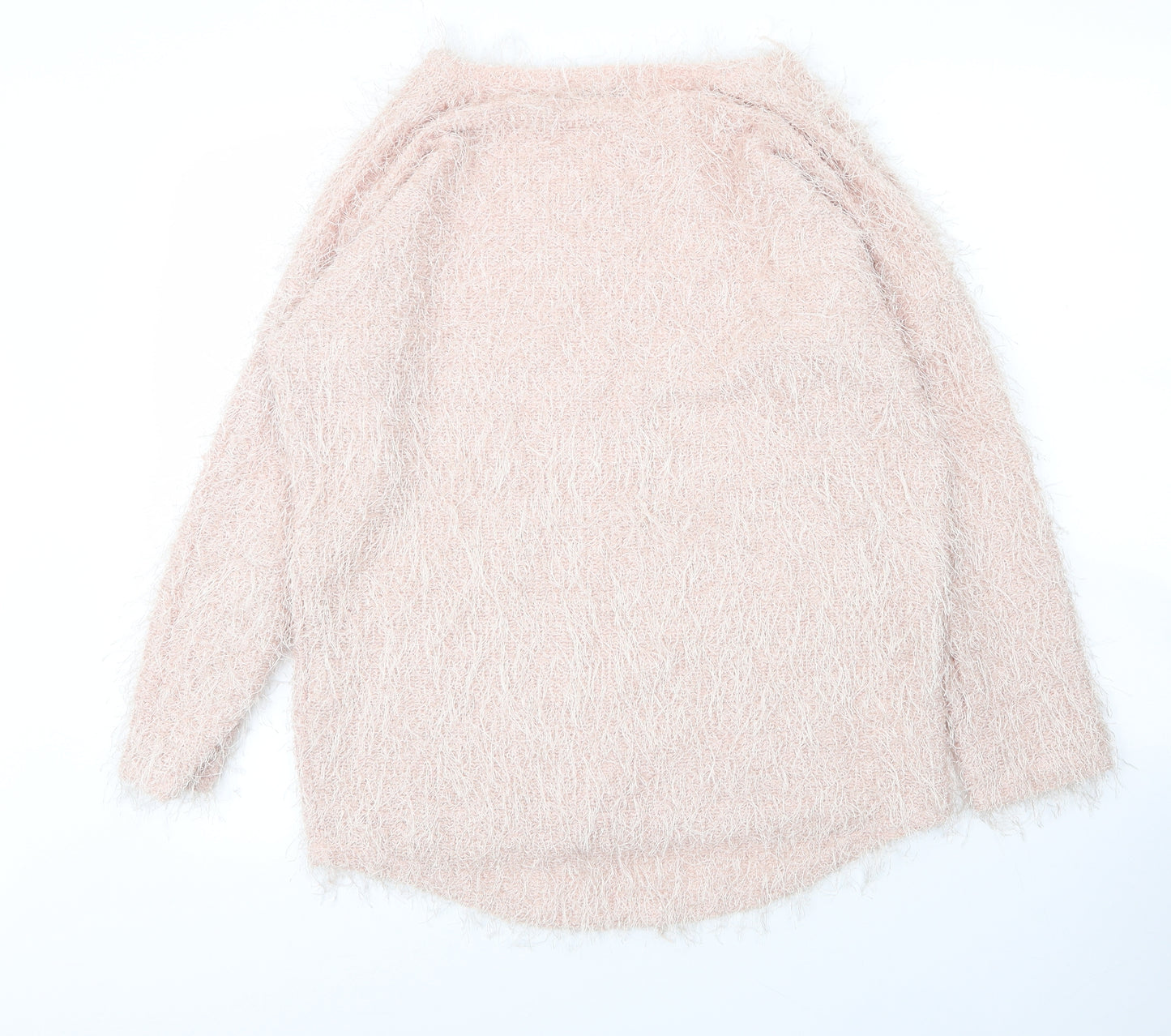 Ravi Famous Womens Pink Round Neck  Acrylic Pullover Jumper Size L