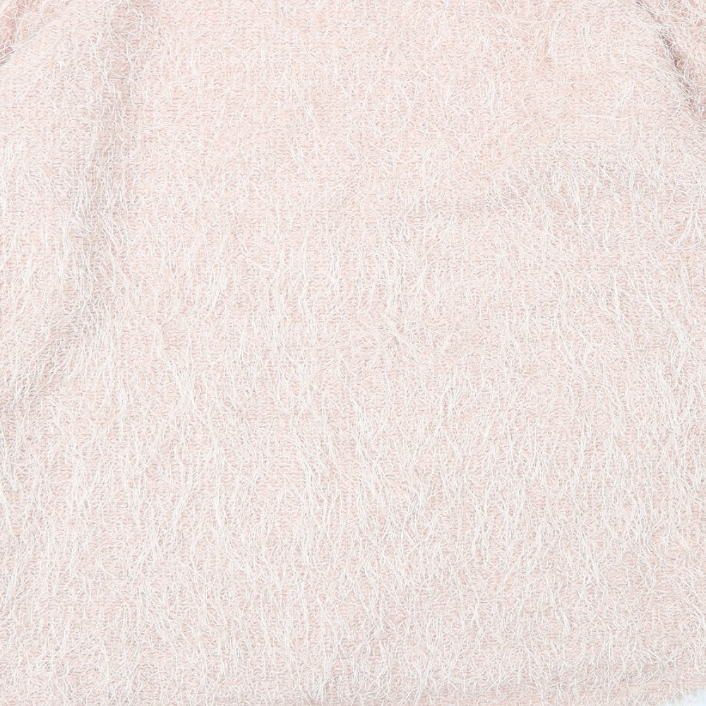 Ravi Famous Womens Pink Round Neck  Acrylic Pullover Jumper Size L