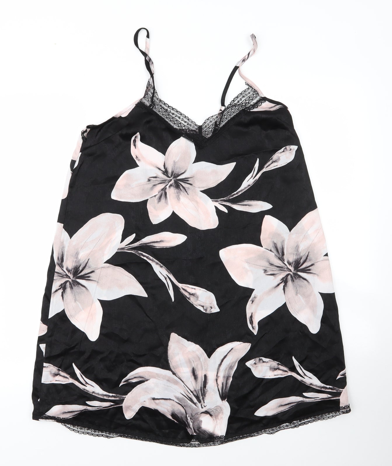 Matalan Womens Black Floral Polyester Cami Dress Size 12