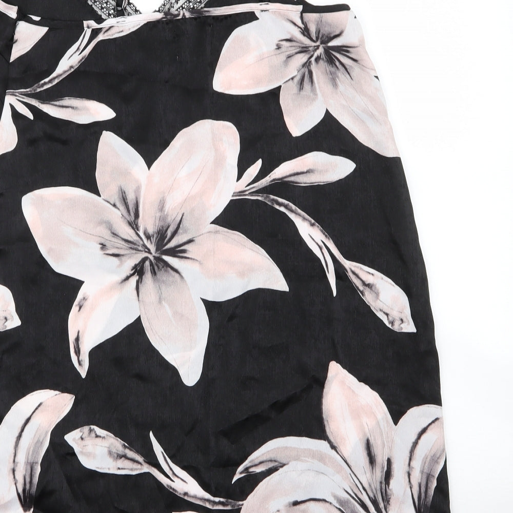 Matalan Womens Black Floral Polyester Cami Dress Size 12