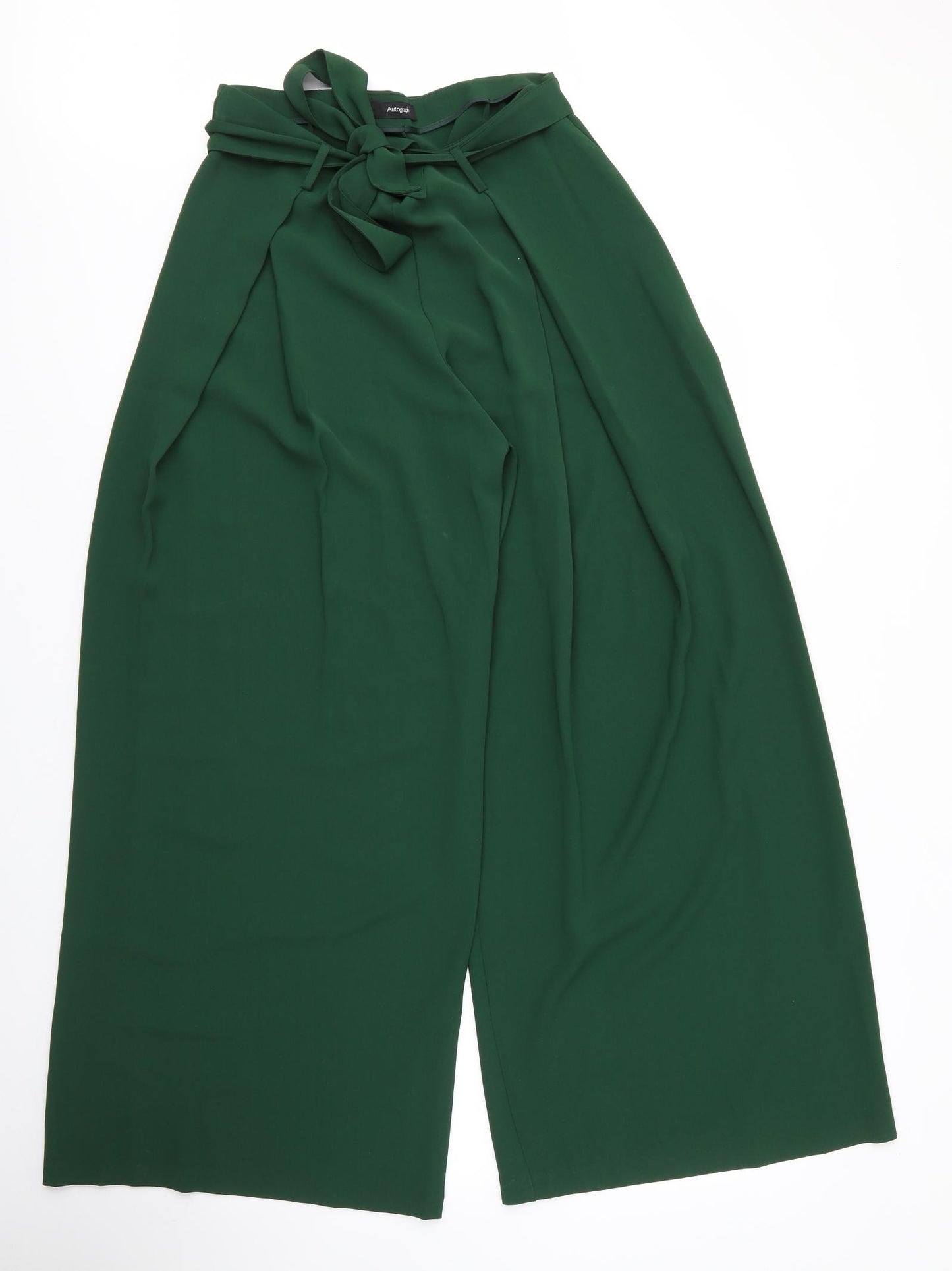 M&S Womens Green  Polyester Trousers  Size 12 L29 in Regular Zip