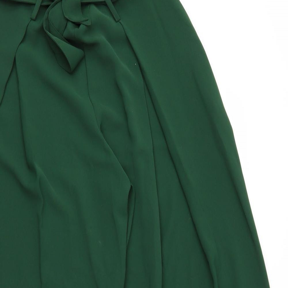 M&S Womens Green  Polyester Trousers  Size 12 L29 in Regular Zip