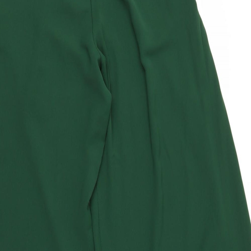 M&S Womens Green  Polyester Trousers  Size 12 L29 in Regular Zip