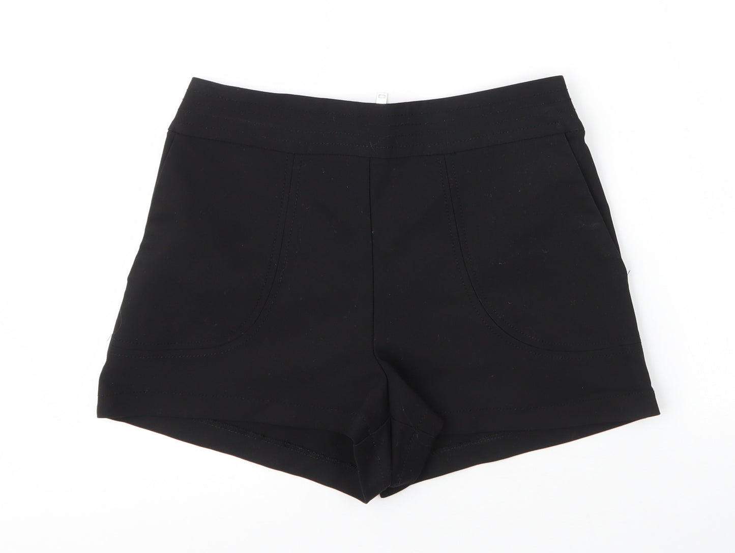 Mango Womens Black  Cotton Cut-Off Shorts Size 10  Regular Zip