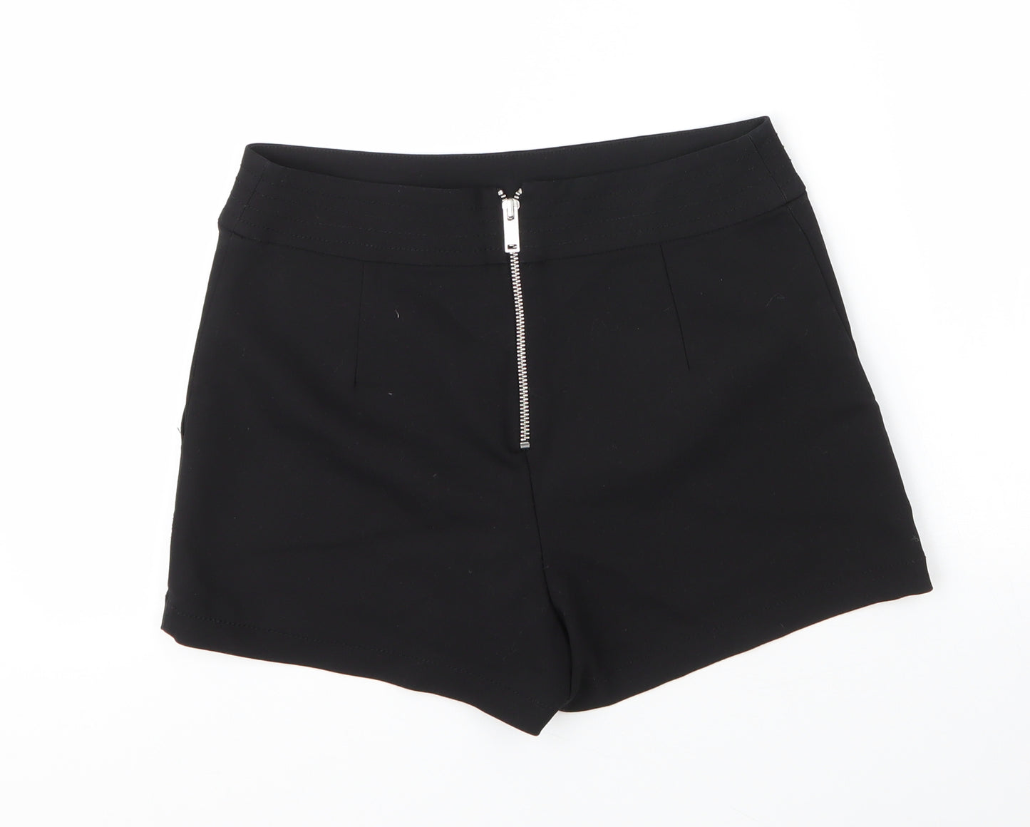 Mango Womens Black  Cotton Cut-Off Shorts Size 10  Regular Zip