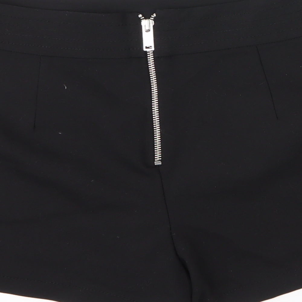 Mango Womens Black  Cotton Cut-Off Shorts Size 10  Regular Zip