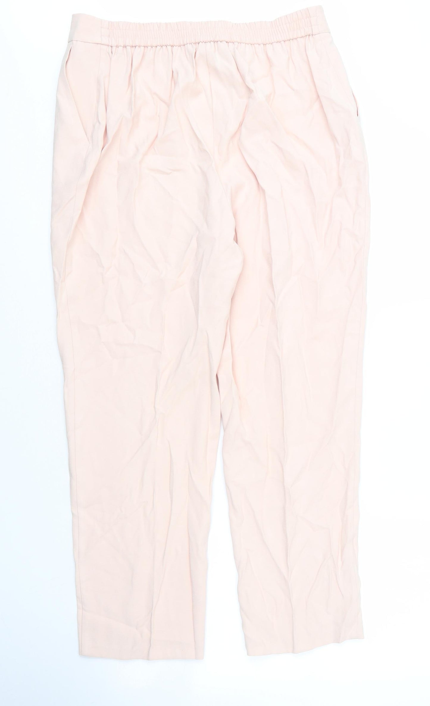M&Co Womens Pink  Viscose Capri Trousers Size 14 L26 in Regular Zip