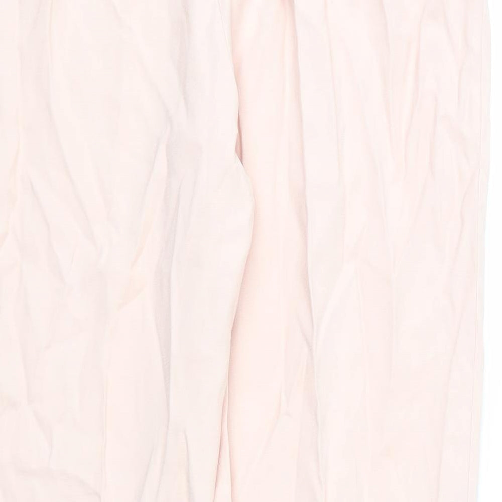M&Co Womens Pink  Viscose Capri Trousers Size 14 L26 in Regular Zip