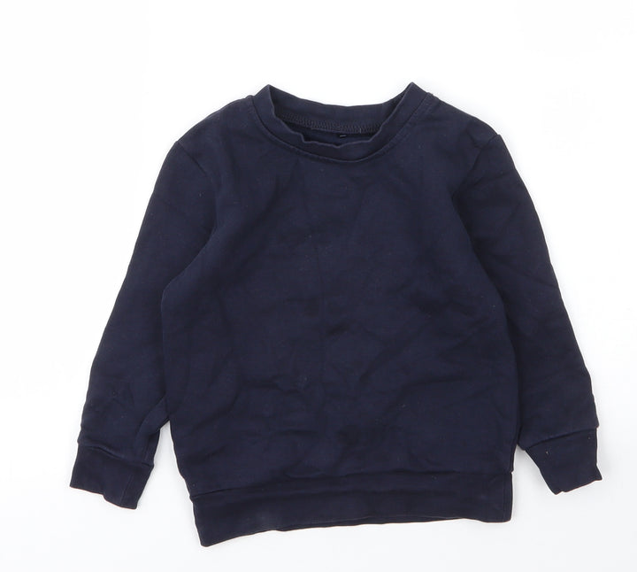 George Boys Blue Round Neck Cotton Pullover Jumper Size 3 Years