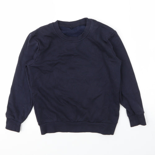 George Boys Blue Round Neck  Cotton Pullover Jumper Size 7 Years